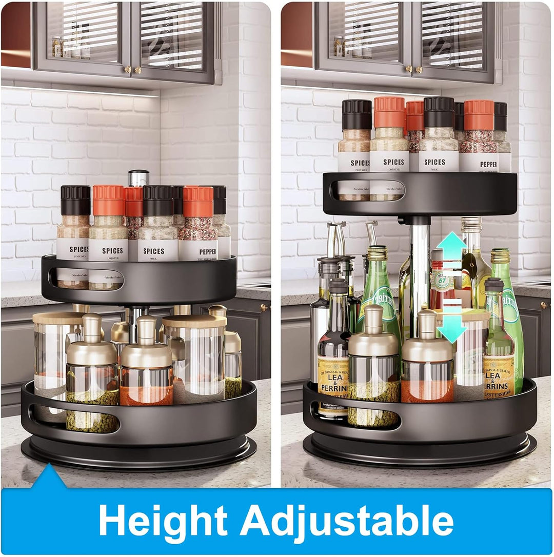 Lazy Susan Organizer, 2/3 Etagen 360° Drehbares Gewürzregal, Kohlenstoffstahl Drehteller Gewürzhalte