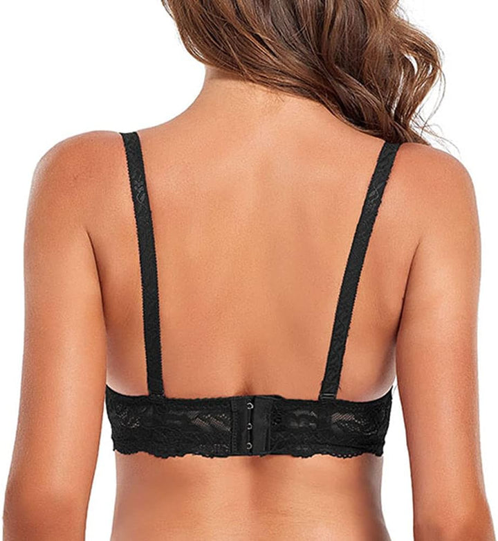 SHEKINI Damen BH mit Bügel Spitze Bügel BH Trägerloser Abnehmbare Träger Push Up Unterwäsche Lingeri