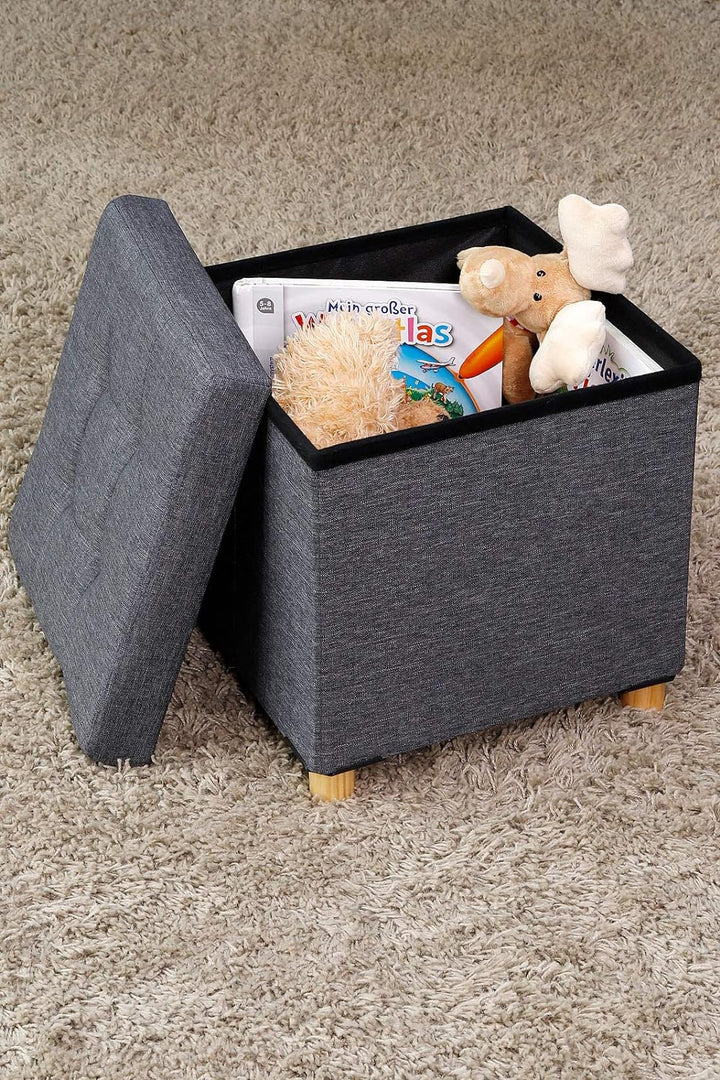 dibea Sitzhocker Klapphocker Sitzbank Aufbewahrungsbox 38x38x38 cm, grau, Grau