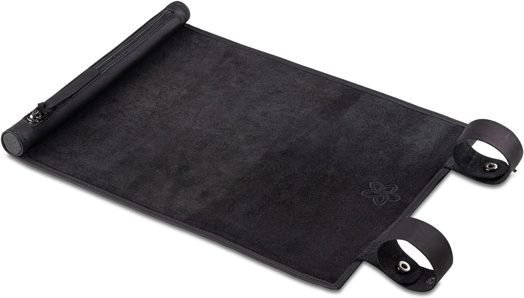 Melia Games RPG Würfelmatte zum Rollen inklusive Würfel Set - handgefertigte Würfelunterlage aus Ech