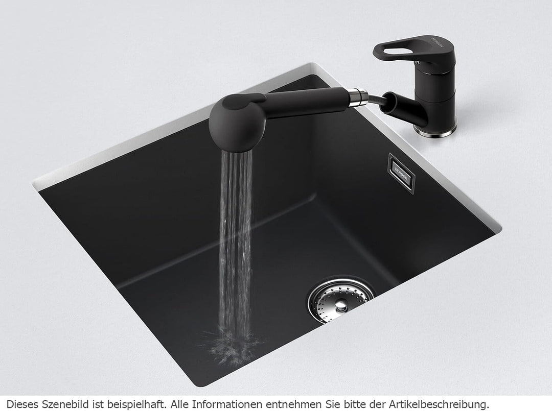 Schock 525122GON Küchenarmatur Cosmo Onyx – Schwarze Hochdruck Armatur mit ausziehbarer Schlauchbrau