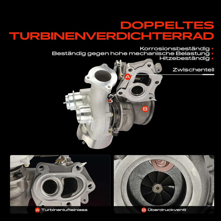 Frankberg Turbolader Abgasturbolader mit Dichtungen Diesel Kompatibel mit Vivaro B Kasten X82 1.6L 2
