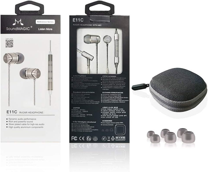 SoundMAGIC E11C Kabelgebundene Kopfhörer mit Mikrofon, HiFi-Stereo-Ohrhörer, geräuschisolierende In-
