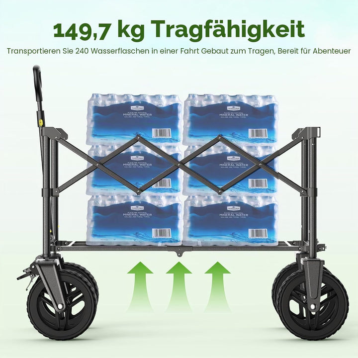 Festival-Trolley, 300 l, faltbarer Strandwagen mit verstellbarer Heckklappe, 360°-Rädern und Bremsla