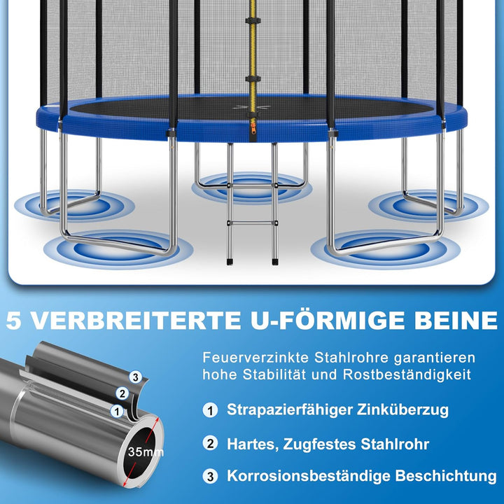 Devoko Trampolin Outdoor Ø 183/228/305/366 GS-Zertifikat Indoor Trampolin Kinder Gartentramp