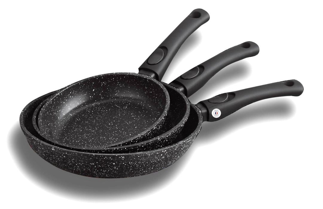 Pfannen-Set, Steinoptik, ohne PFOA, 3 Stück, Durchmesser:20/24/28 cm, alle Herdarten auch Induktion,