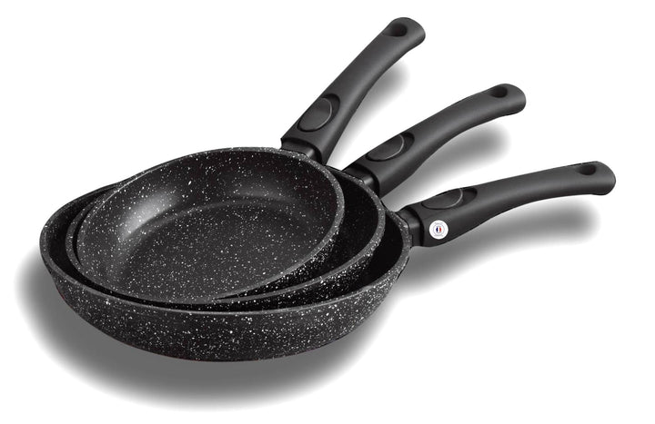 Pfannen-Set, Steinoptik, ohne PFOA, 3 Stück, Durchmesser:20/24/28 cm, alle Herdarten auch Induktion,