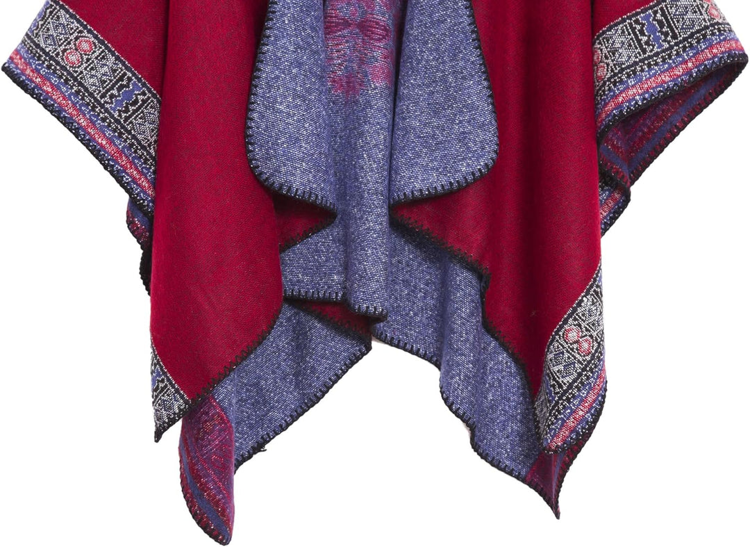 Damen Warm Offene Front Strick Schals und Wraps Floral Elegante Cardigans Poncho Cape Coat Mantel Ro