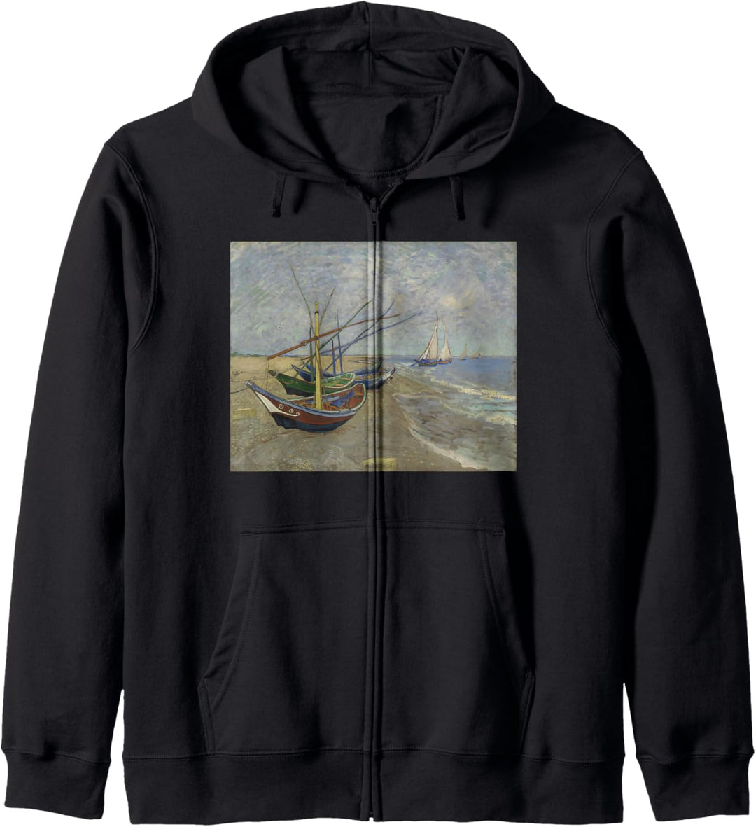 Fischerboote am Strand von Vincent Van Gogh Kapuzenjacke