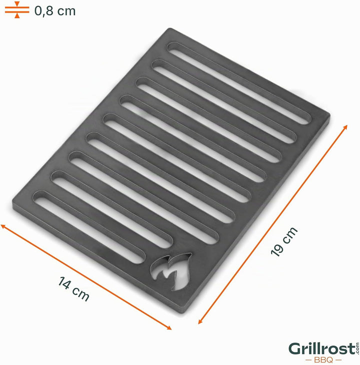 Ofenrost aus massivem Stahl - langlebiger als Gussroste - für Öfen und Kamine 14 x 19cm, 14 x 19cm