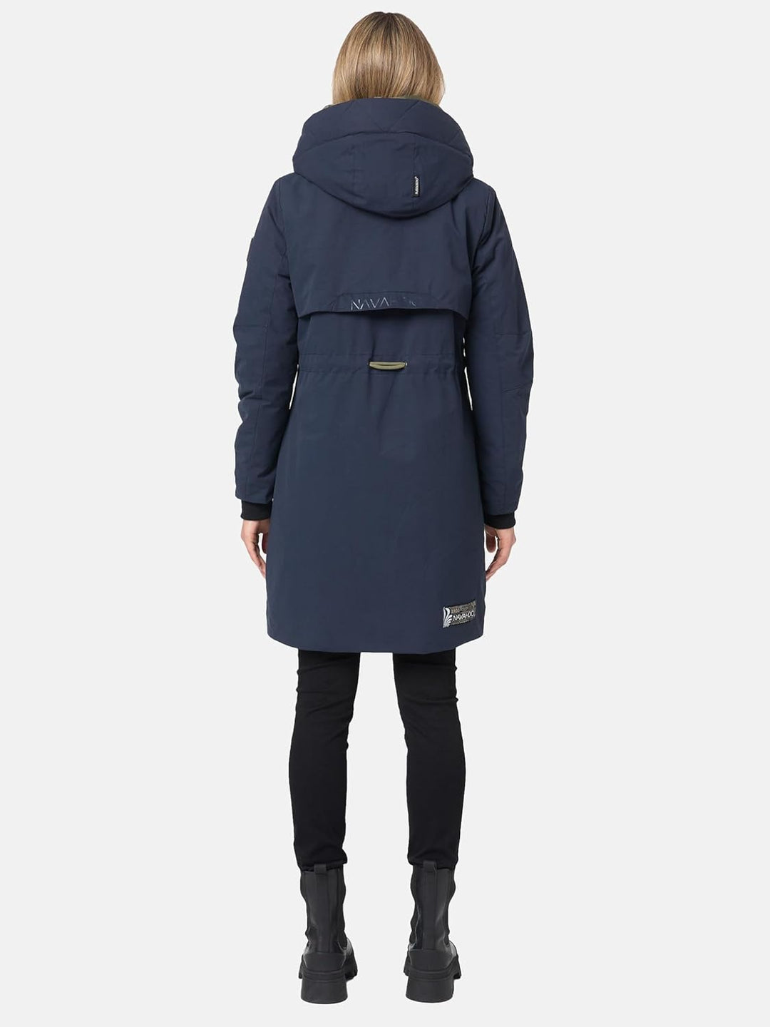 Navahoo Damen Mantel Lange warme Winter Steppjacke mit Kapuze Snowelf XS-XXL XXL Navy, XXL Navy