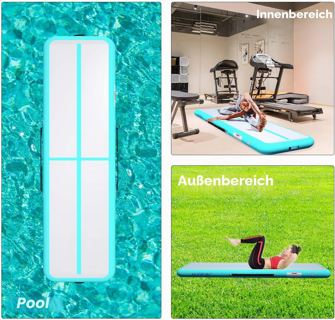 HIJOFUN Aufblasbare Gymnastik Tumbling Matten 3/4/5/6Meters 20CM Höhe Trainings Matte Länge Bodenmat