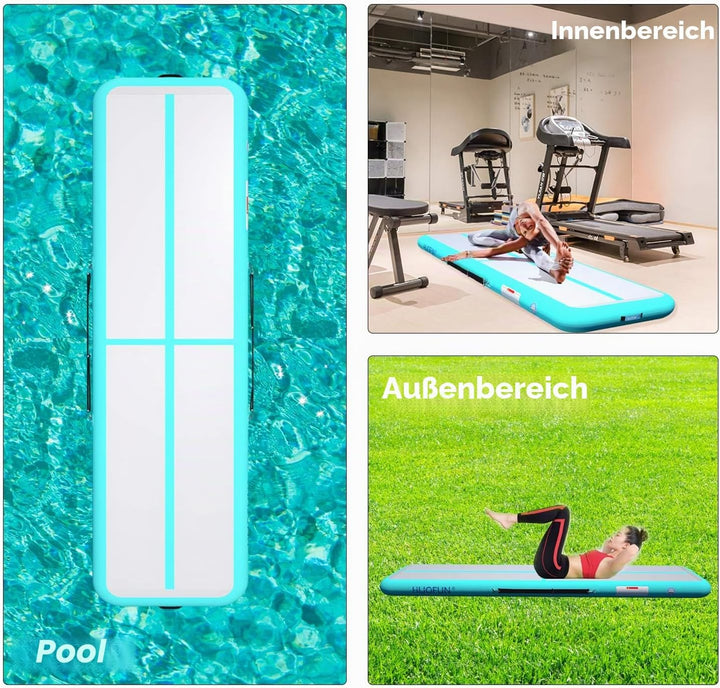 HIJOFUN Aufblasbare Gymnastik Tumbling Matten 3/4/5/6Meters 20CM Höhe Trainings Matte Länge Bodenmat
