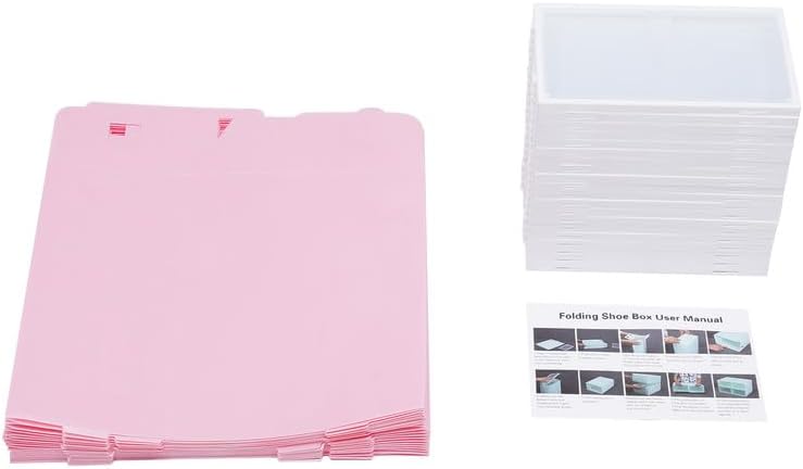 Schuhboxen 20 Stück Transparent Rosa Stapelbare Schuhkartons mit Klapptür und Belüftung, Schuh Organ