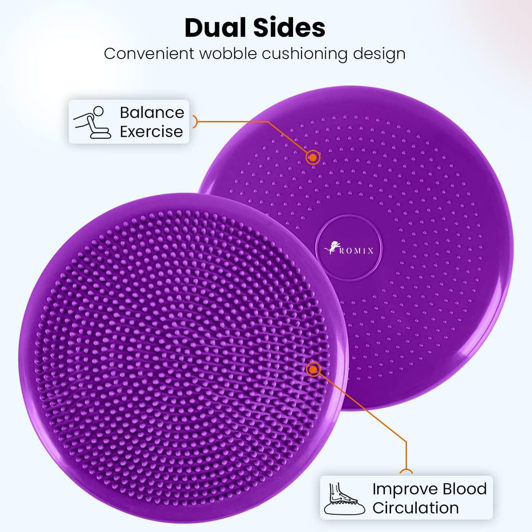 ROMIX Balancekissen, Premium 33cm Durchmesser Anti-Burst Luftkissen inkl. Pumpe, Wobble Board Ballsi