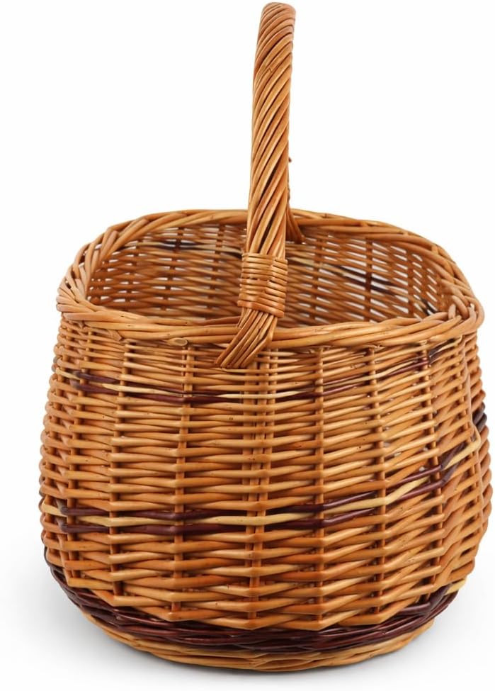 Weidenkorb mit Henkel WIKLER gross 44x27x23/38 cm – Handgefertigter Einkaufskorb aus Weide, stabiler