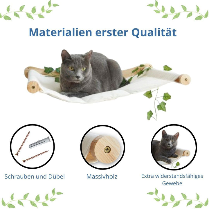 Katzenbett Wand - Elegante und stabile Katzenhängematte - Katzenliege für Katzen bis 12kg - Kletterw