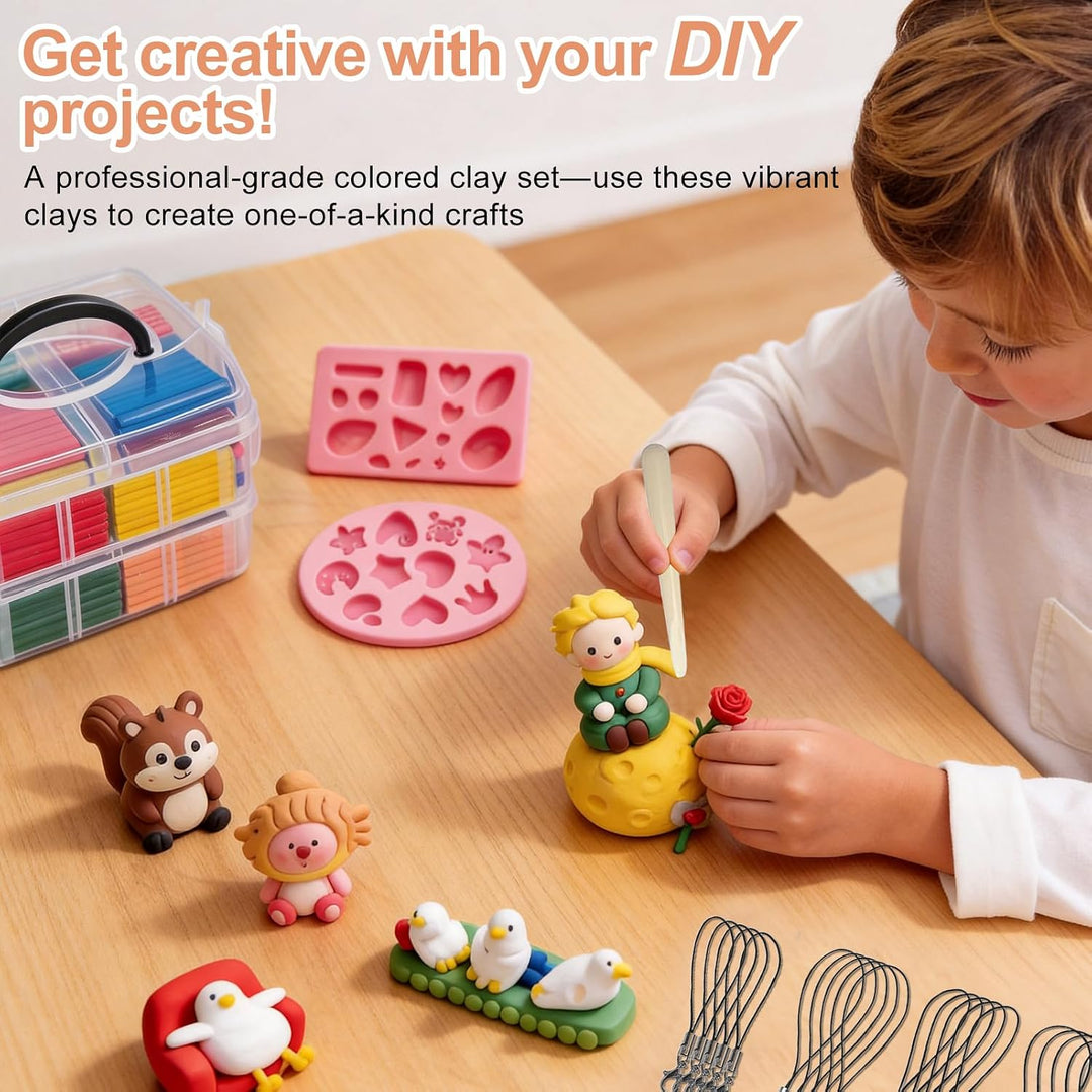 Polymer Clay Set,62 Colours DIY Modelling Clay Oven Baking Clay Kit,20 g/Block Soft Modeling Clay Ki