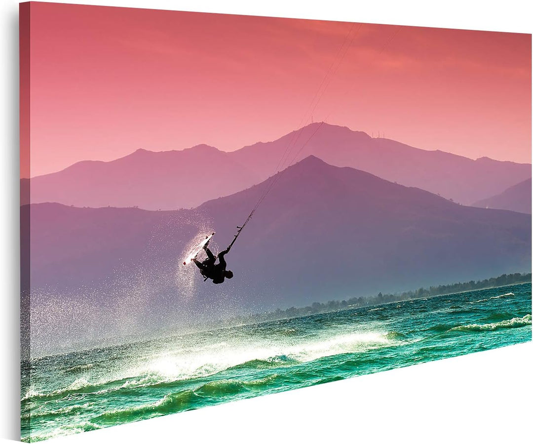 islandburner Bild auf Leinwand Kite Surfer Strand Skinias Griechenland Bilder Wandbilder Poster Lein