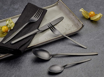 Echtwerk EW-BS-3055S Tafelbesteck Positano-Black Edition, 30-teilig, für 6 Personen, Edelstahl 18/10
