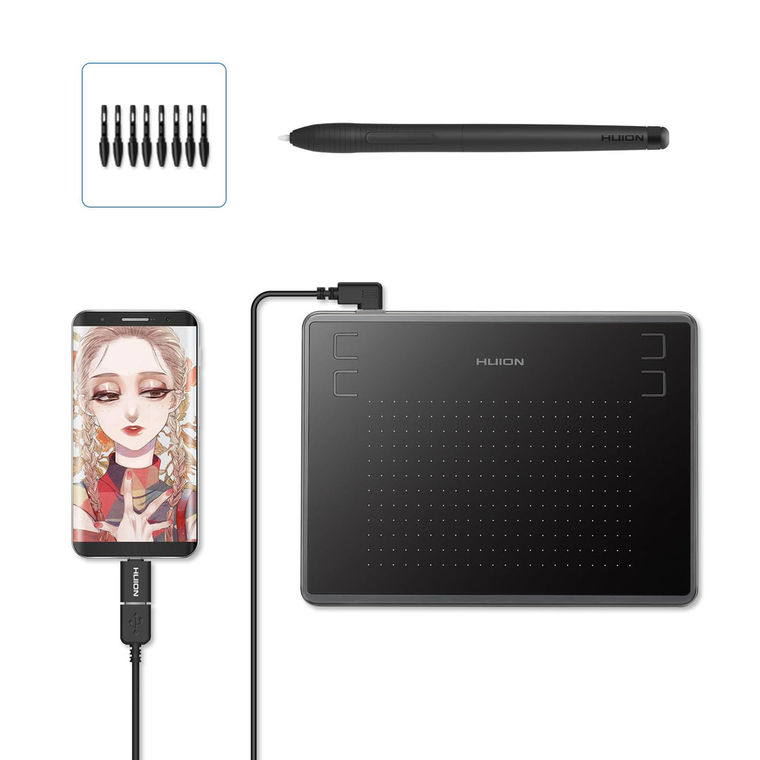 HUION Inspiroy H430P Zeichentablett mit 4,8 x 3 Zoll Arbeitsbereich Grafiktablett, Batterielosem Sti