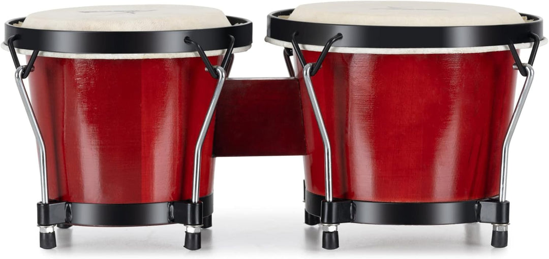 XDrum Bongos Club Set - 6" Macho und 7" Hembra - Naturfelle - professionelles Stimmsystem - Schwarz