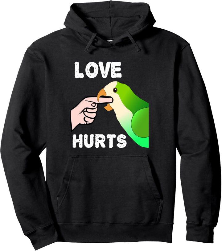 Liebe tut weh Quäker Papagei Mönch Sittich beissen Finger Pullover Hoodie