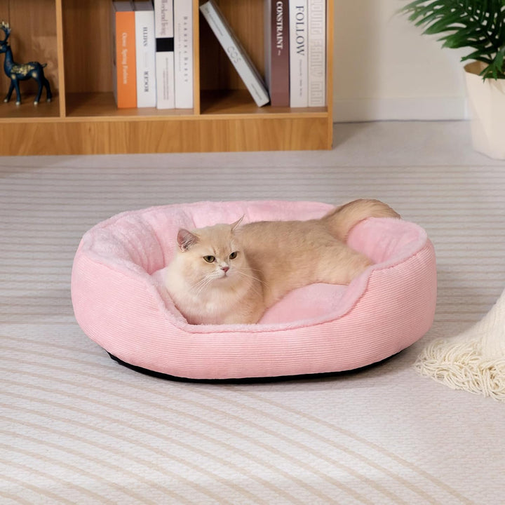 Hollypet Katzenbett Kleines Hundebett, Rundes Haustierbett für Katzen und Welpen, Weiches Schlafbett