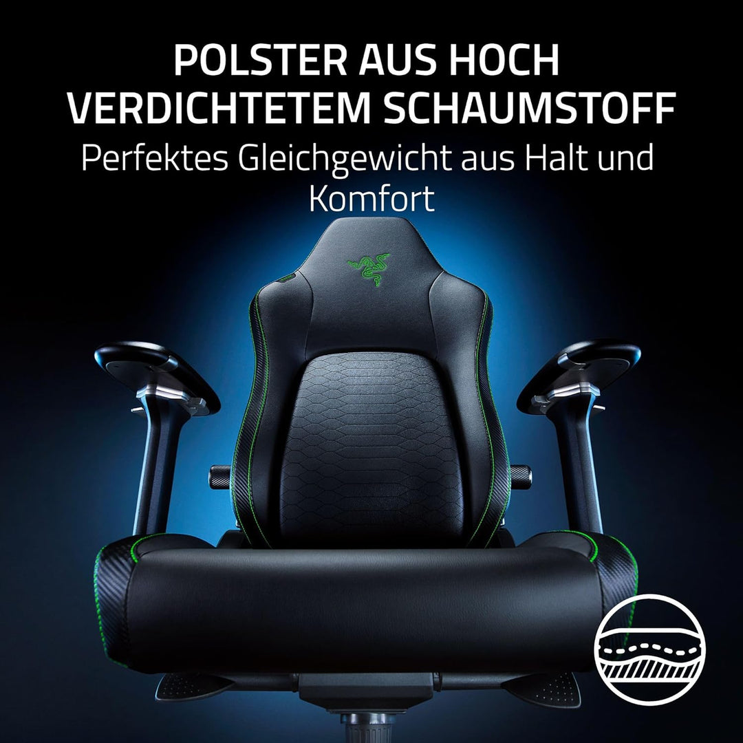 Razer Iskur V2 - Gaming-Stuhl mit adaptiver Lordosenstütze (Polster aus hoch verdichtetem Schaumstof