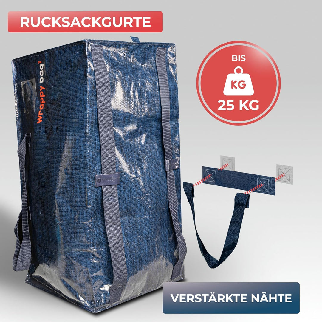 WRAPPYBAG 6er-Set Kunststoff Aufbewahrungstasche – Jumbo XXL Tasche Gross – Wasserabweisend, Stabil,