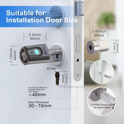 RUILON Elektronisches Türschloss Fingerabdruck,Türschloss Fingerabdruck mit RFID Karte, Bluetooth &