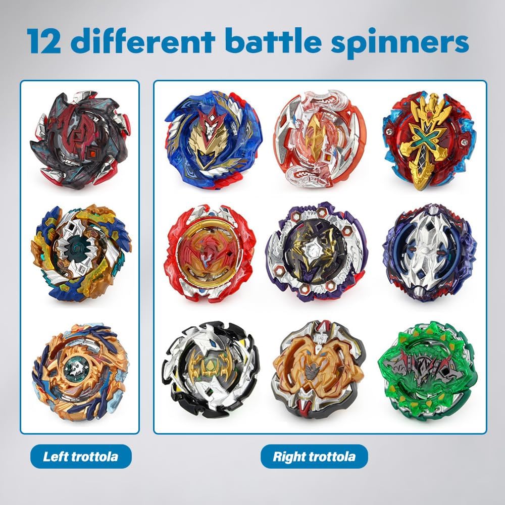 12 in 1 Kampfkreisel Spielzeug Set, Kampfkreisel mit Koffer und Launcher Griff, Battle Burst mit Kre