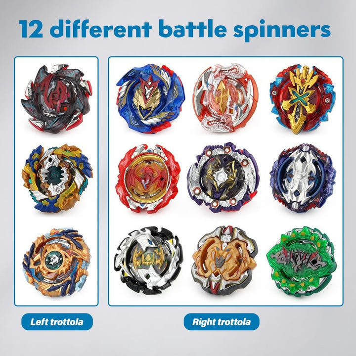 12 in 1 Kampfkreisel Spielzeug Set, Kampfkreisel mit Koffer und Launcher Griff, Battle Burst mit Kre