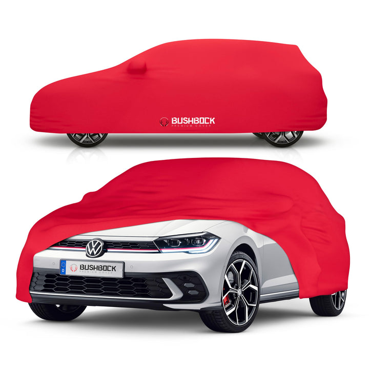 BUSHBOCK® Premium Autoabdeckung Indoor - Satin Schutzhülle Stoff - Abdeckplane Autoplane Autogarage
