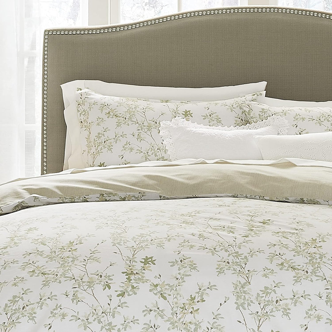 Laura Ashley Home - Queen-Bettbezug-Set, Baumwolle, wendbare Bettwäsche mit passenden Kissenbezügen,