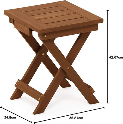 Furinno Tioman Outdoor Klapptisch aus Teaköl, Natur, 34.8 x 35.81 x 42.67 cm Holz Klein, Holz Klein