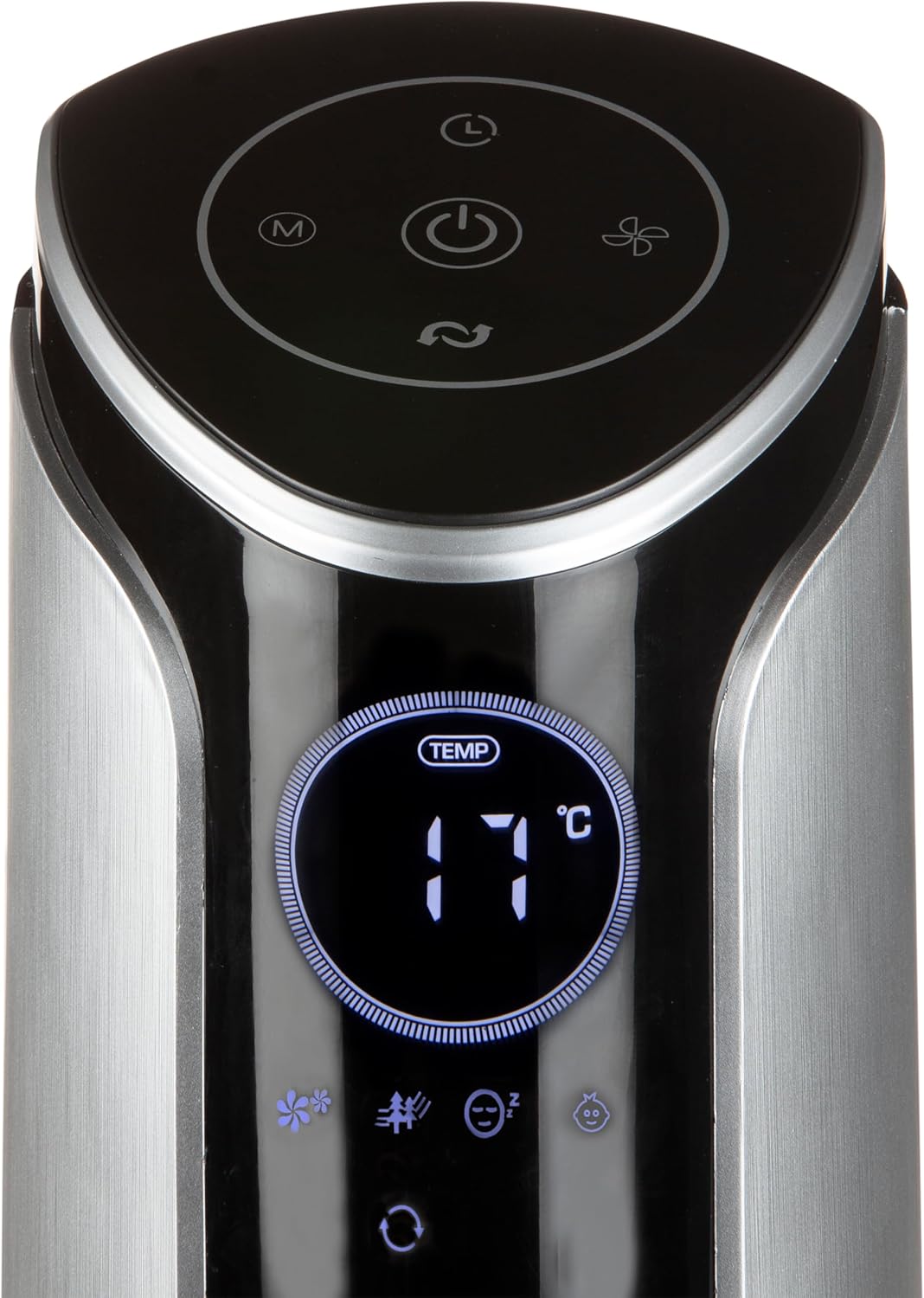 DOMO DO8127 Säulenventilator - 3 Modi + 3 Geschwindigkeiten - 107 cm Höhe, Silber/Schwarz