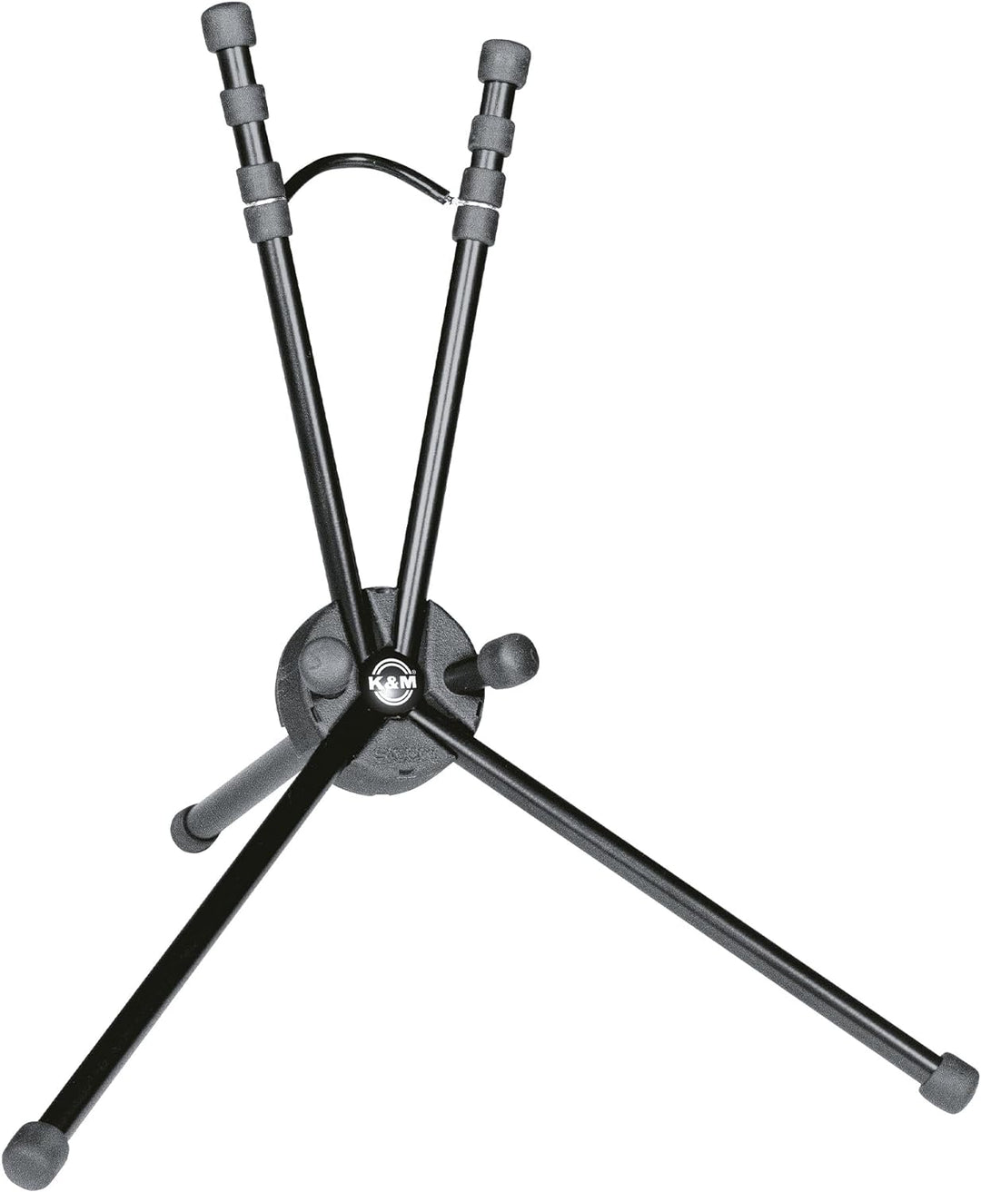 K&M 14340 Saxophonständer Saxxy Schwarz Aluminium - kompakte XXS-Grösse - 30 cm Höhe - Transport im
