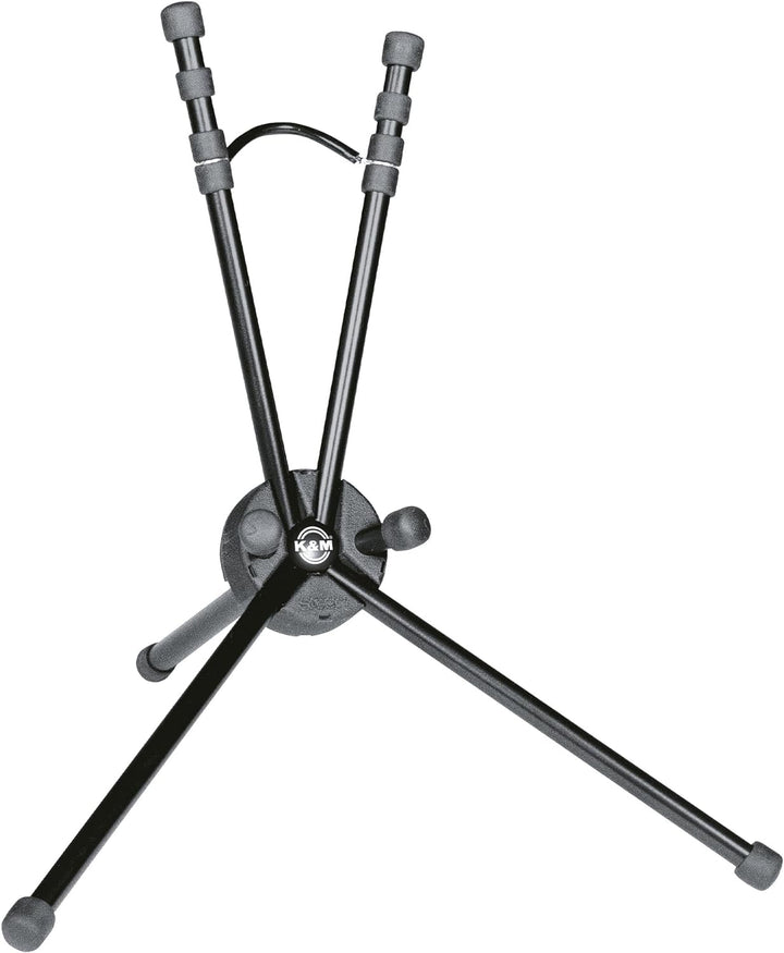 K&M 14340 Saxophonständer Saxxy Schwarz Aluminium - kompakte XXS-Grösse - 30 cm Höhe - Transport im