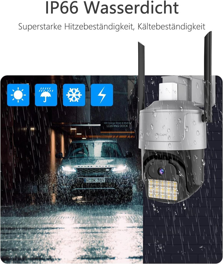 VSTARCAM 3K 5G Überwachungskamera Aussen, 100ft Nachtsicht & Bewegungserkennung, 5GHz/2.4GHz WLAN, 3