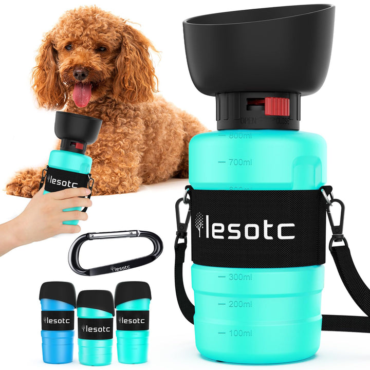 lesotc 800ml Hundetrinkflasche für unterwegs, Faltbare Hund Auslaufsicher Wasserflasche, Hunde Wasse