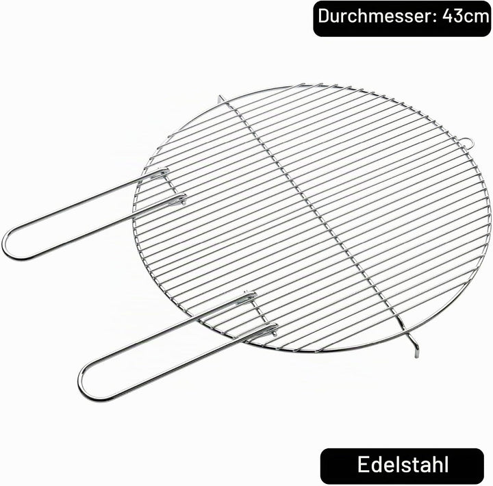 Barbecook Grillrost rund 43cm mit Zwei festen Handgriffen fur Optima/Loewy 45, Edelstahl