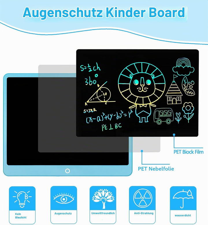 Bunte LCD Schreibtafel, 16 Zoll Grosse Zeichentafel Elektronischer Drawing Pad mit Sperr-&amp; Löschfunk