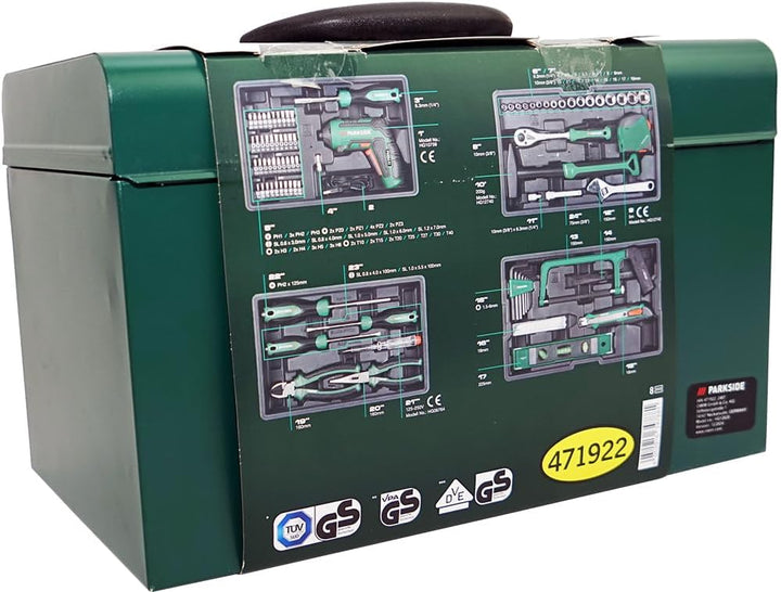 HEADNMORE® Bundle - PARKSIDE® Werkzeugset mit Akkuschrauber 92teilig PWBM A1 Metallkoffer +Schlüssel