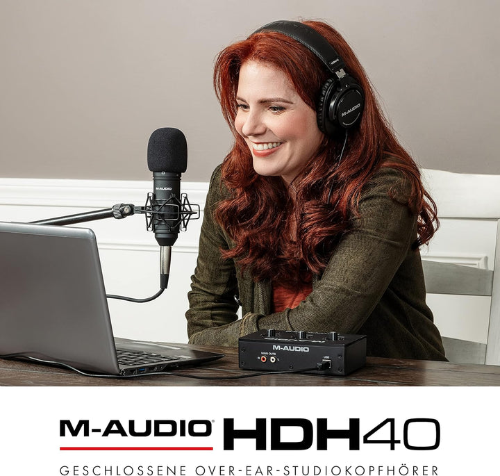 M-Audio HDH40 – Over-Ear Studiokopfhörer mit geschlossenem Design, flexiblem Bügel und 2.7m Kabel fü