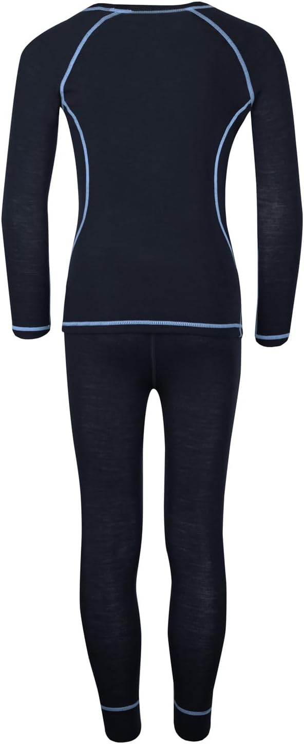 Trollkids Kinder Merino schnelltrocknendes Funktionsunterwäsche Set, Anthrazit / Mittelblau