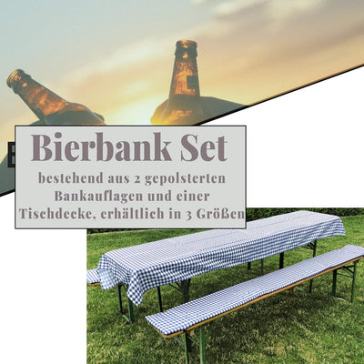 JEMIDI Bierbankauflagen Set 3-teilig - 70x240cm - Sitzkissen und Tischdecke für 50er Bierzeltgarnitu