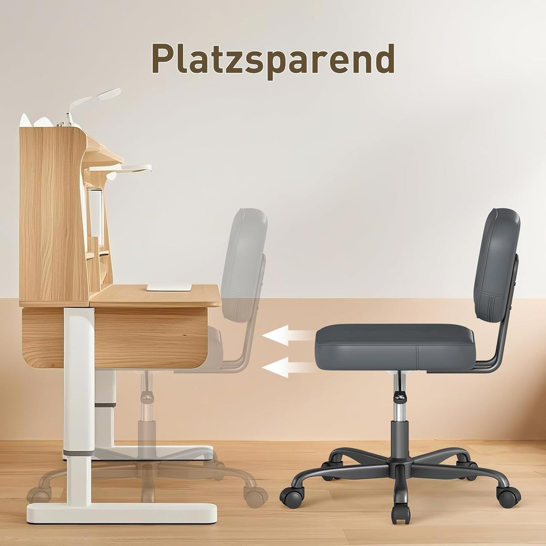 AnyGod Bürostuhl ohne Armlehne, höhenverstellbarer Drehstuhl mit Rollen, Schreibtischstuhl aus Kunst