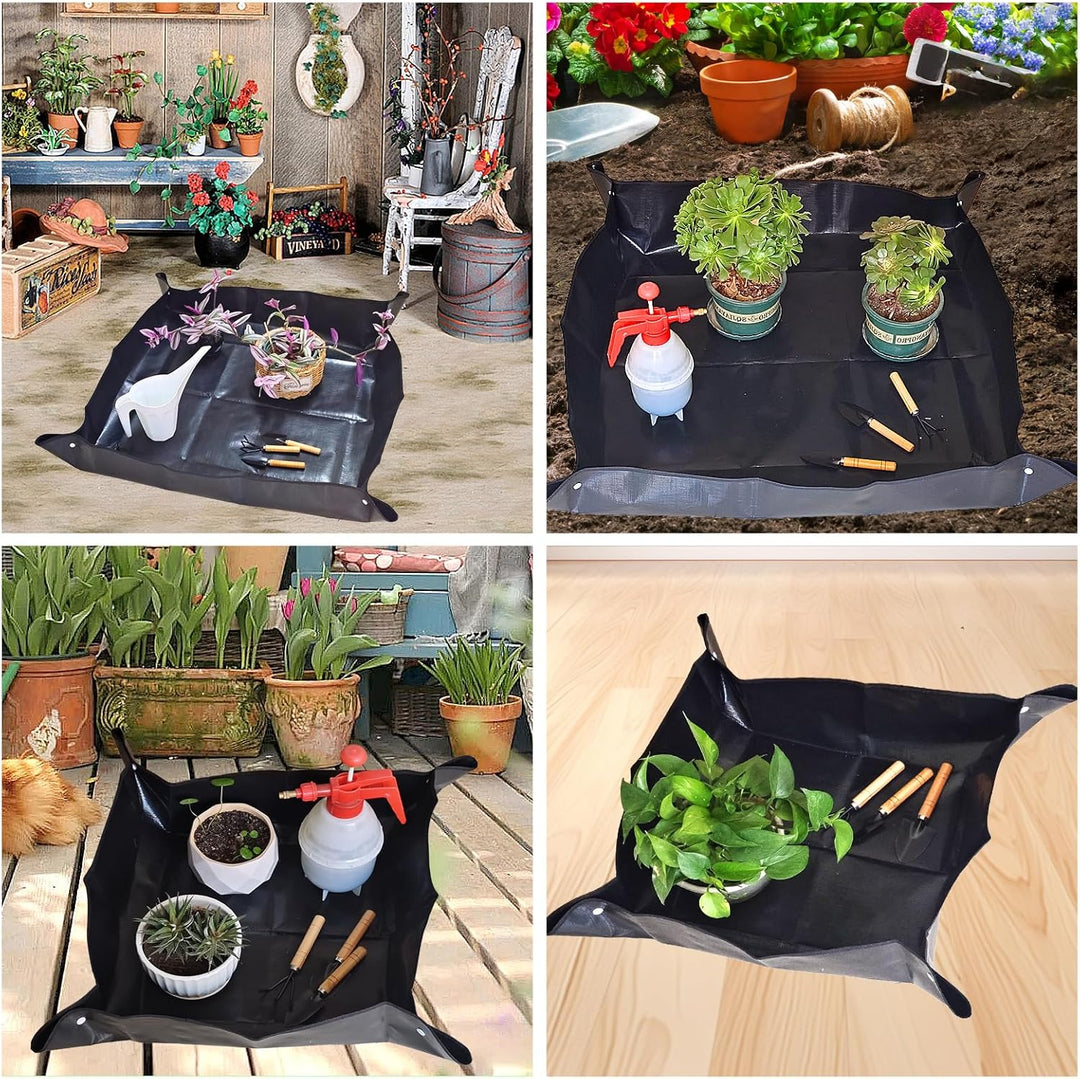 Gartenmatte Pflanzmatte,2 Stück wasserdichte Pflanzen Umtopfmatte,Faltbare Pflanzenmattemit Gartenwe