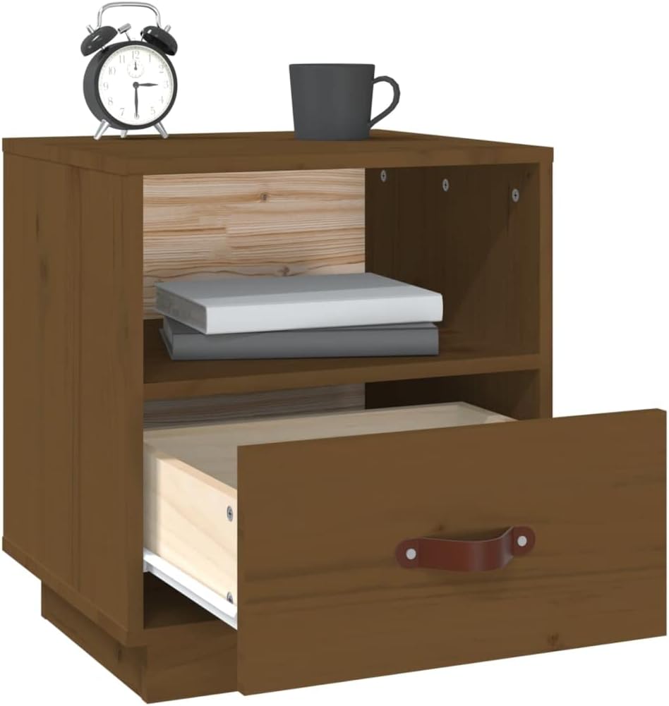 Bedside Table Nachtkonsole Beistelltisch mit Stauraum Night Stand Nachttisch Honigbraun 40x34x45 cm